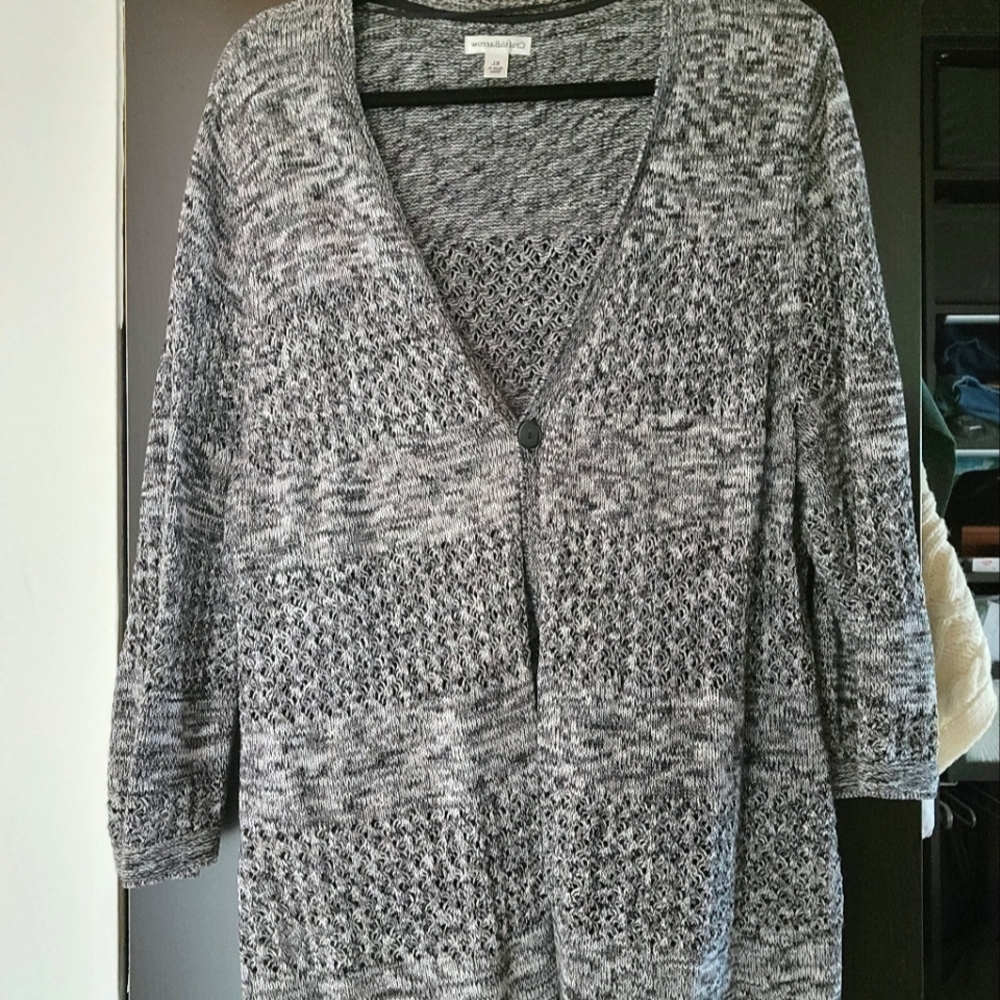 Croft & Barrow Gray Short-Sleeve Cardigan